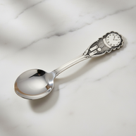 Silver spoon, birth spoon made of 925 sterling silver, including engraving.
