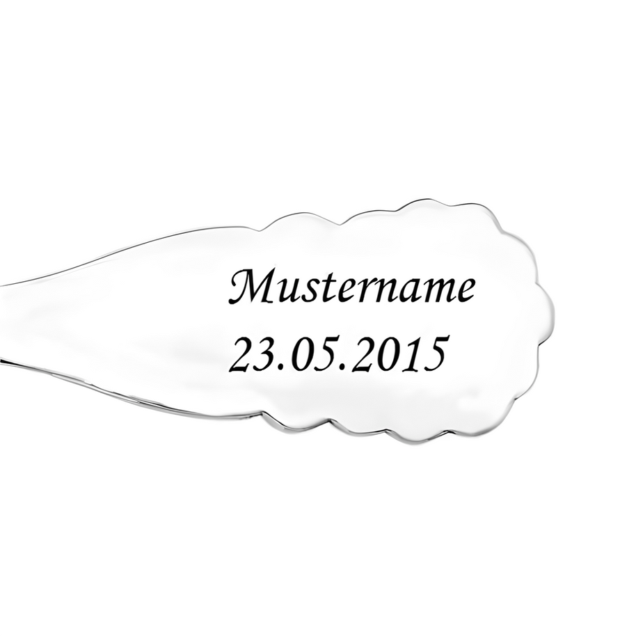 Silver spoon, birth spoon made of 925 sterling silver, including engraving.