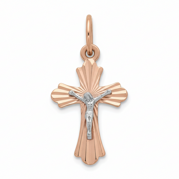 Подвеска в виде креста из красного золота 585 пробы.
