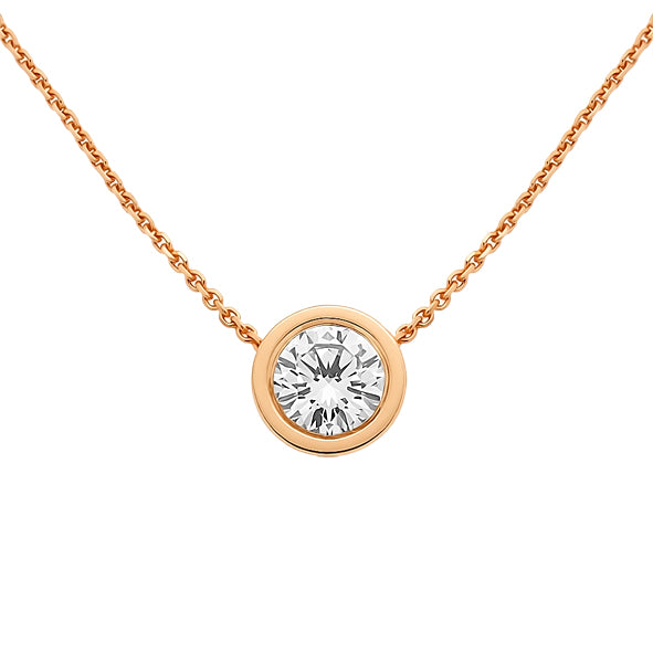 Gold Solitaire Pendant with Bezel-Set Cubic Zirconia