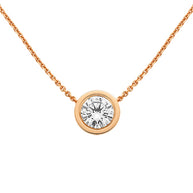 Gold Solitaire Pendant with Bezel-Set Cubic Zirconia