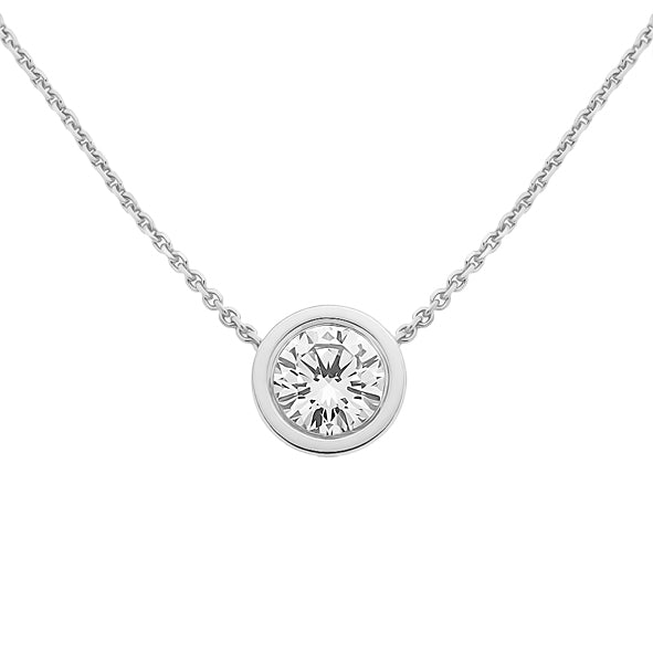Gold Solitaire Pendant with Bezel-Set Cubic Zirconia