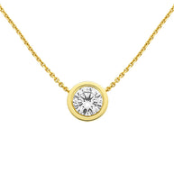 Gold Solitaire Pendant with Bezel-Set Zirconia