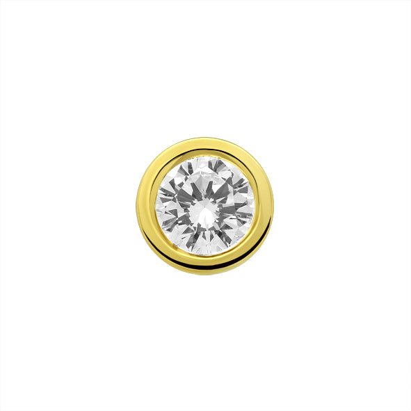 Gold Solitaire Pendant with Bezel-Set Zirconia