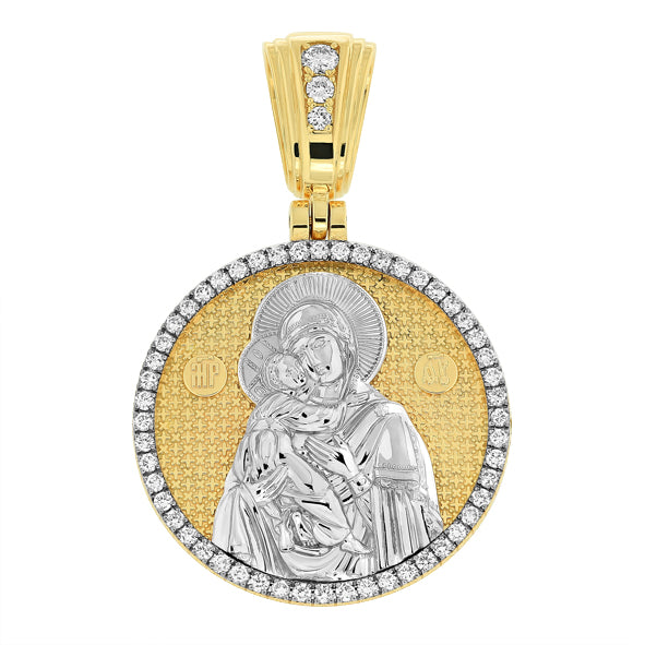 Gold Pendant Icon of Our Lady of Vladimir