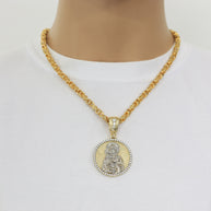 Gold Pendant Icon of Our Lady of Vladimir