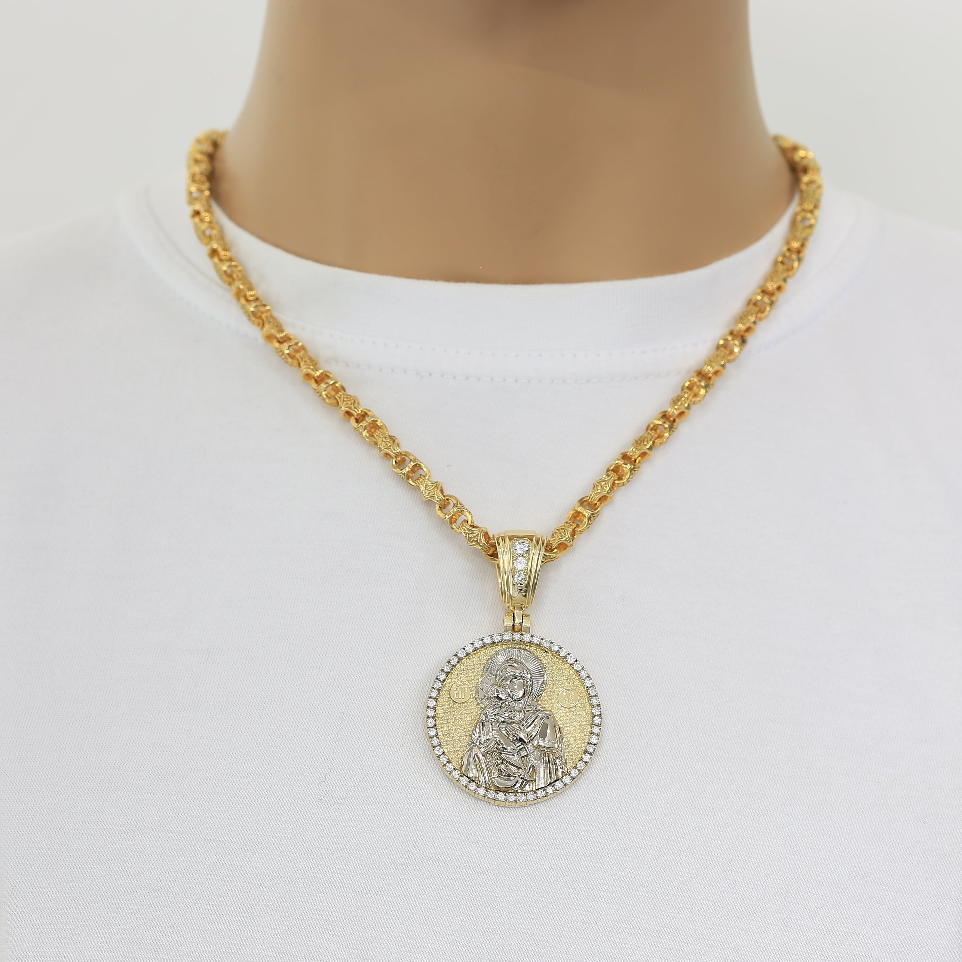 Gold Pendant Icon of Our Lady of Vladimir