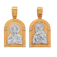 Goldene Ikone – Anhänger mit Jesus Christus und der Wladimirer Gottesmutter.