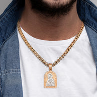 Goldene Ikone – Anhänger mit Jesus Christus und der Wladimirer Gottesmutter.