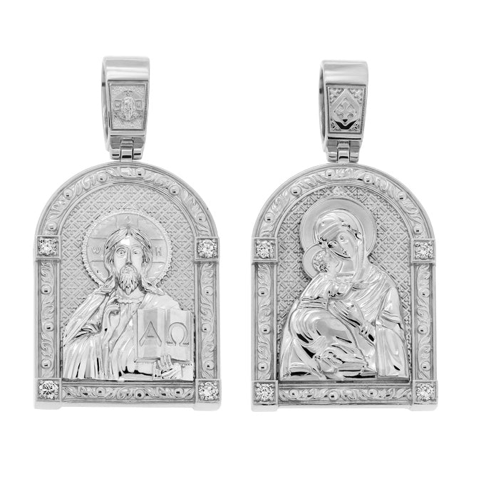 Goldene Ikone – Anhänger mit Jesus Christus und der Wladimirer Gottesmutter.