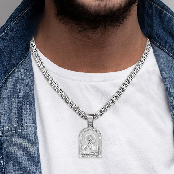 Goldene Ikone – Anhänger mit Jesus Christus und der Wladimirer Gottesmutter.