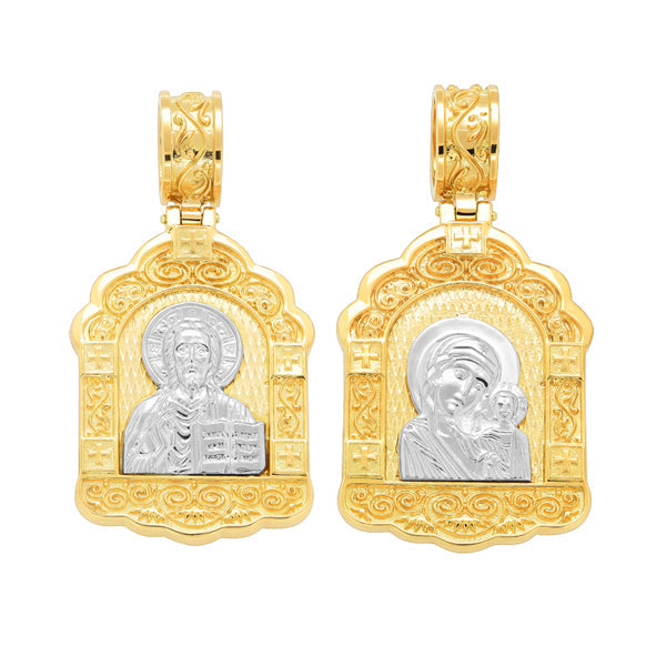 Russische Ikone von Jesus Christus und der Kasaner Gottesmutter