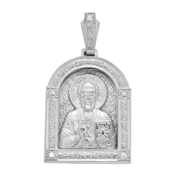 Ikone Nikolaus der Wundertäter aus Silber 925