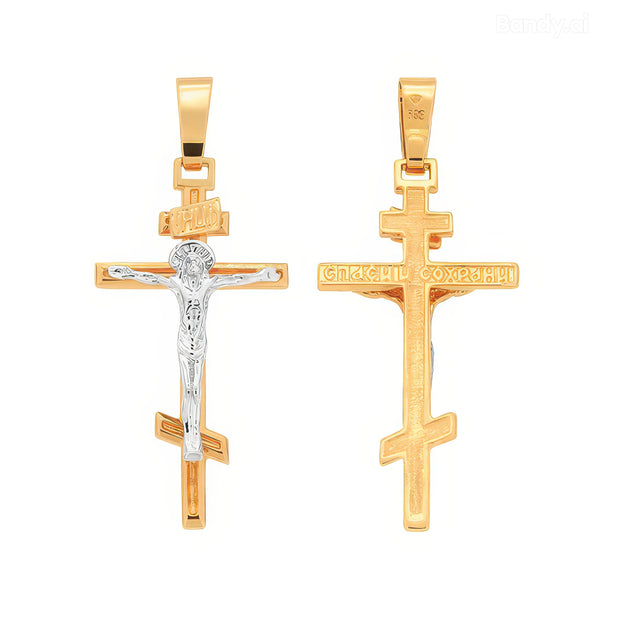 Православный крест из красного золота 585 пробы.