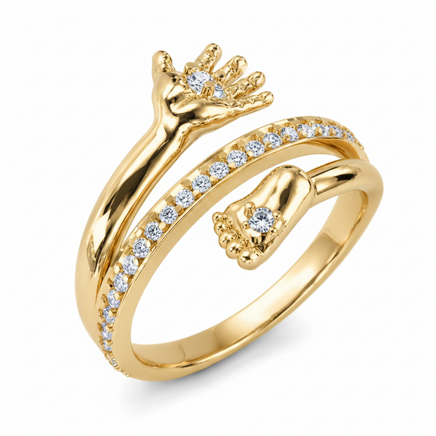 Baby hand and foot ring with zirconia