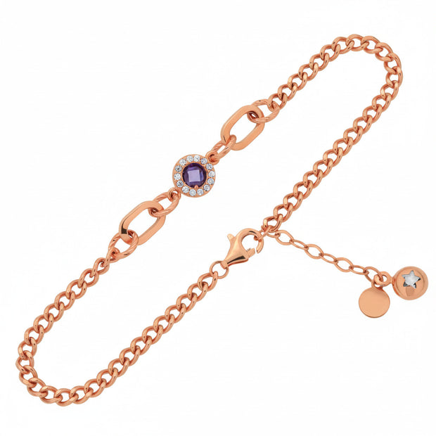 Goldenes Damenarmband mit Stein Zirkonia Rotgold 585