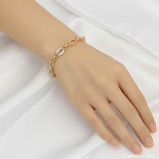 Bicolor Damen Armband Rotgold und Weißgold 585