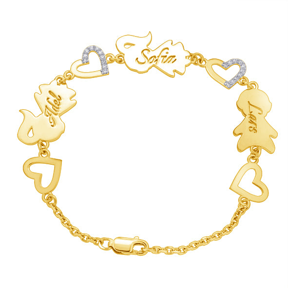 Personalized Mom Bracelet with Boy and Girl Figures