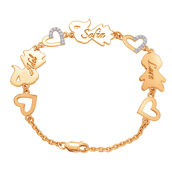 Personalized Mom Bracelet with Boy and Girl Figures