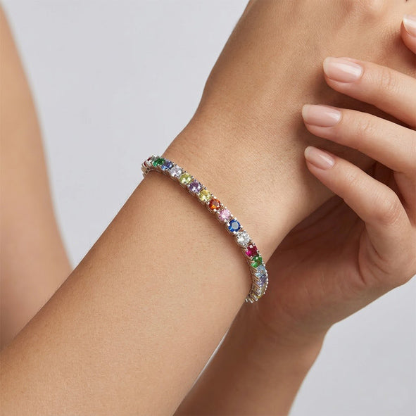 Women's silver tennis bracelet