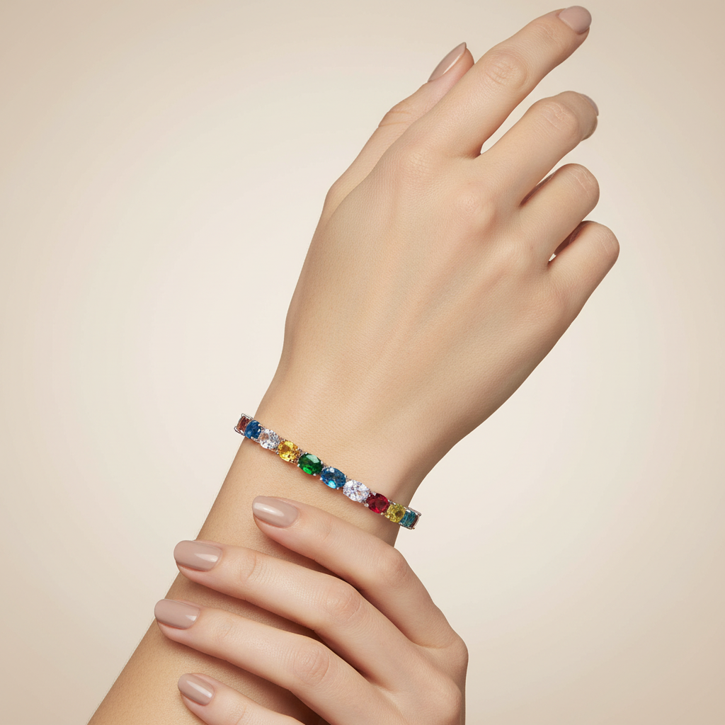 Tennisarmband aus Silber 925 mit bunten Steinen