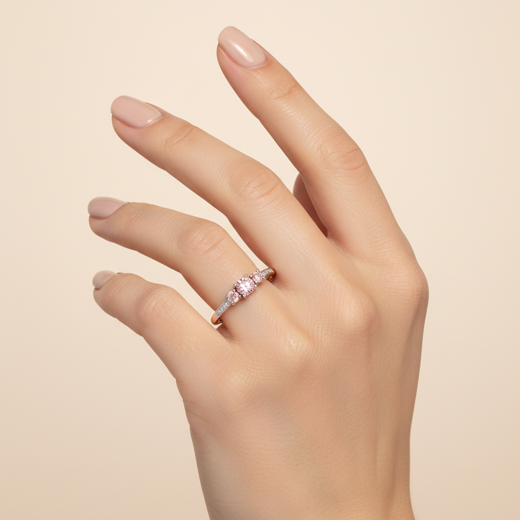 Damenring in Rotgold 585 mit Zirkonia