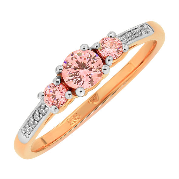 Damenring in Rotgold 585 mit Zirkonia