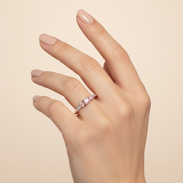 Damenring in Rotgold 585 mit Zirkonia