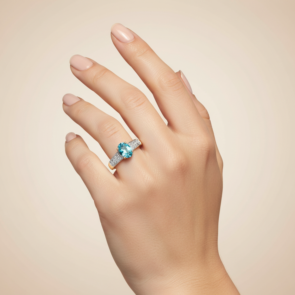 Золотое кольцо с кубическим цирконием Swarovski ELEMENTS