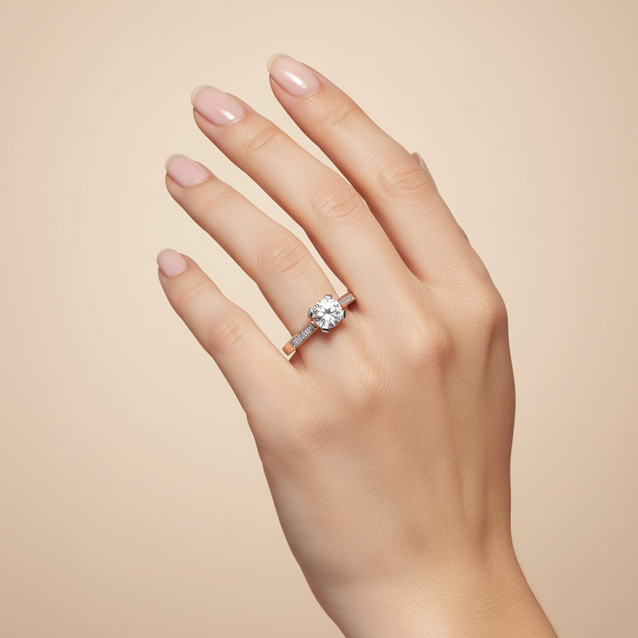 Verlobungsring in Rotgold 585 mit Zirkonia
