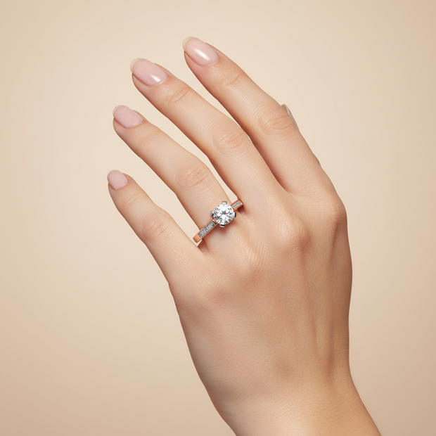 Verlobungsring in Rotgold 585 mit Zirkonia