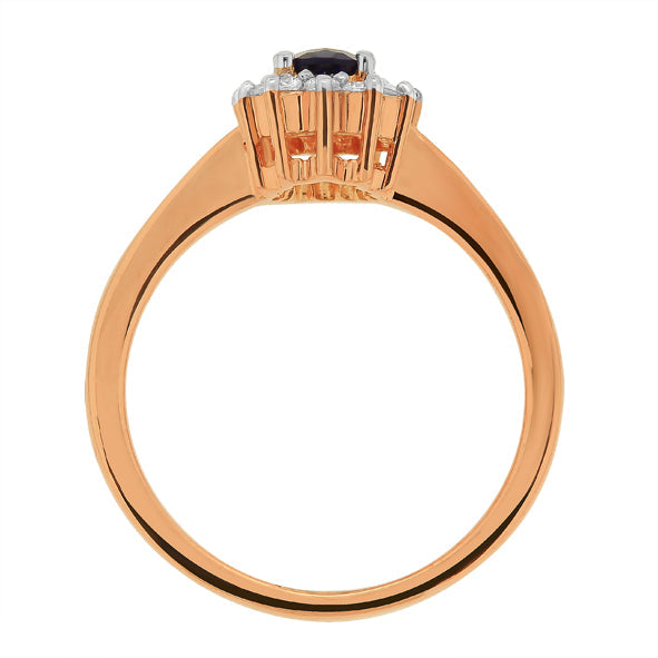Damenring in Rotgold 585 mit Saphir