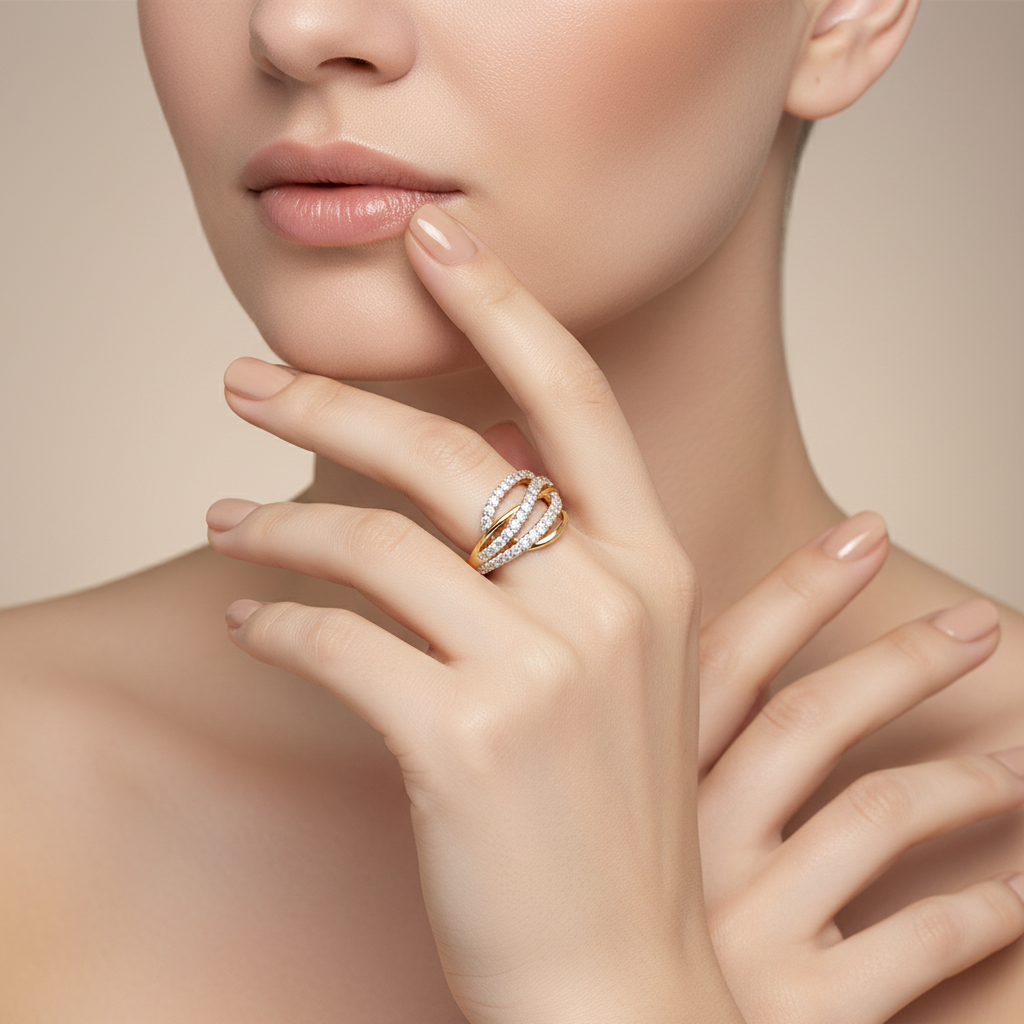 Eleganter Rotgoldring 585 mit Zirkonia