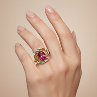 Ladies' gold ring with ruby