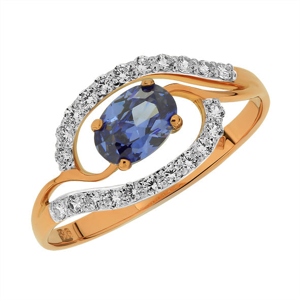 Damenring in Rotgold 585 mit Zirkonia