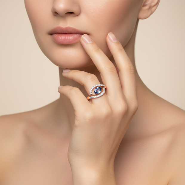 Damenring in Rotgold 585 mit Zirkonia