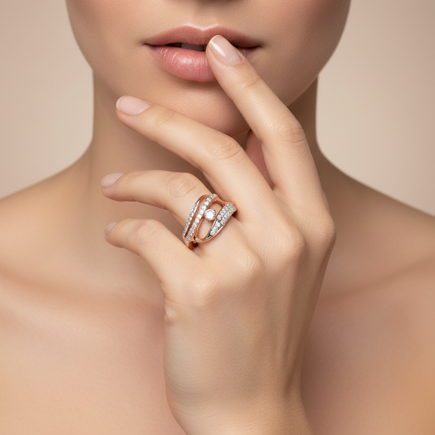 Goldring Damenring mit Zirkonia