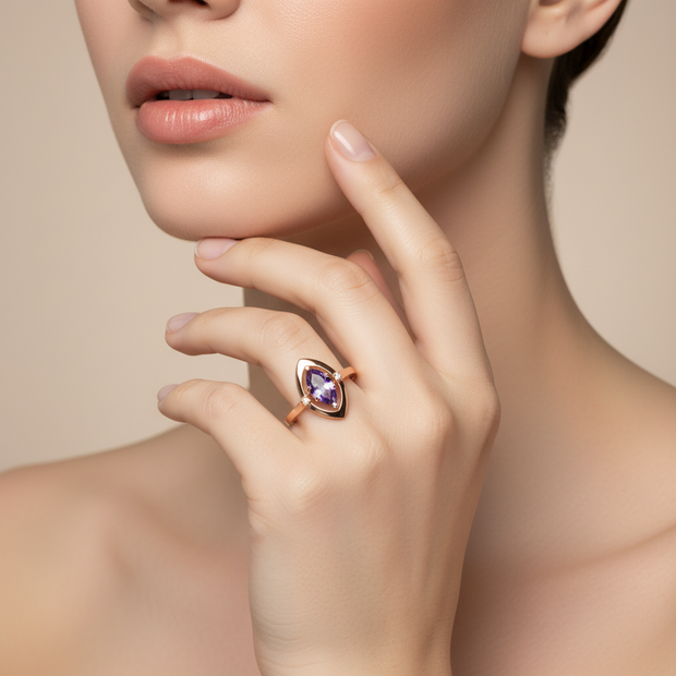 Schiffchenring Goldring mit Zirkonia