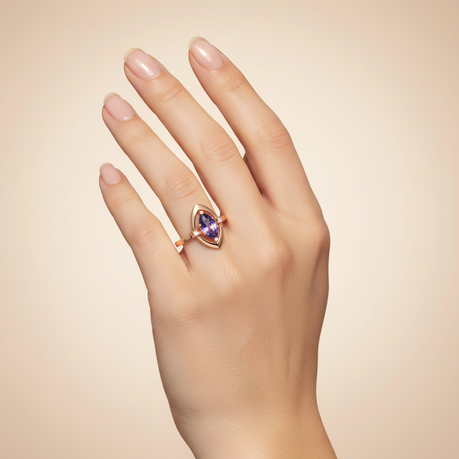 Marquise Ring Gold Ring with Cubic Zirconia