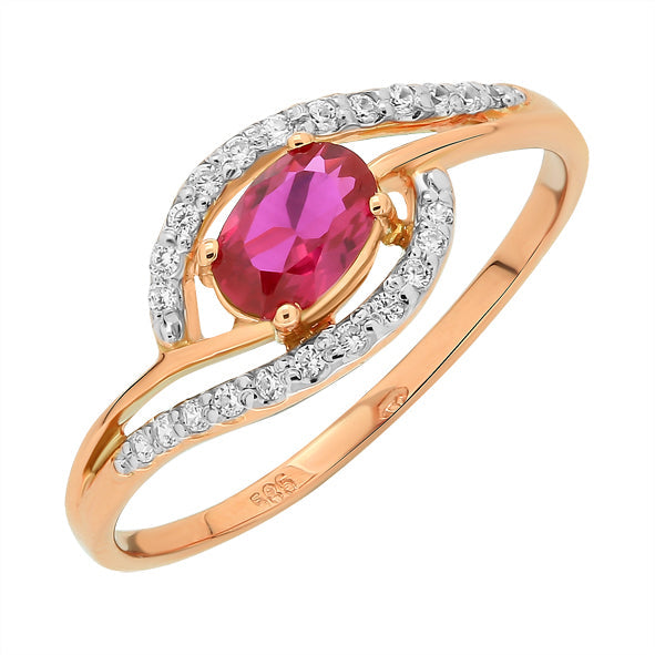 Damenring in Rotgold 585 mit Zirkonia
