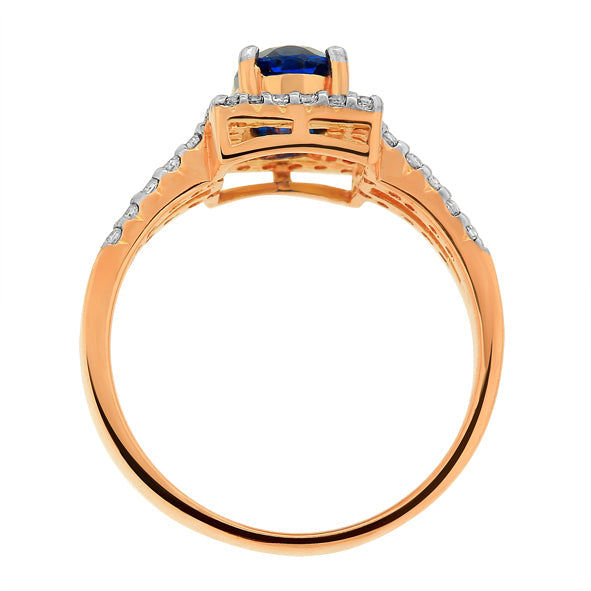 Damenring in Rotgold 585 mit Saphir