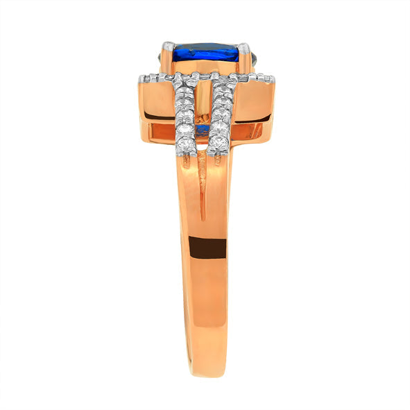 Damenring in Rotgold 585 mit Saphir