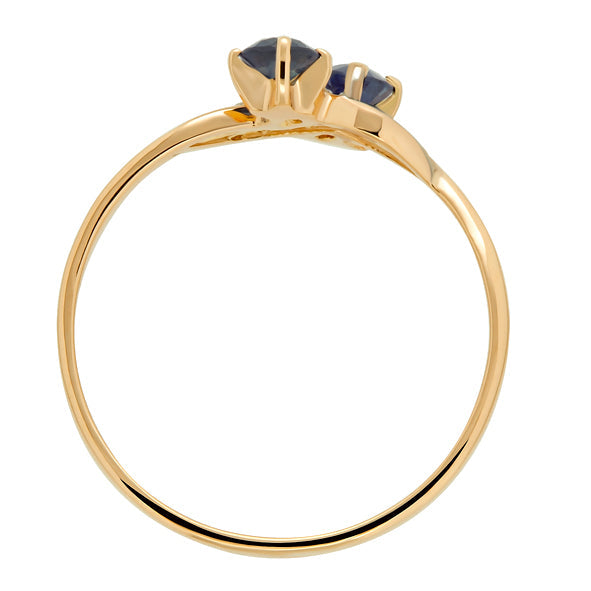 Goldring Damenring mit Saphir und Zirkonia