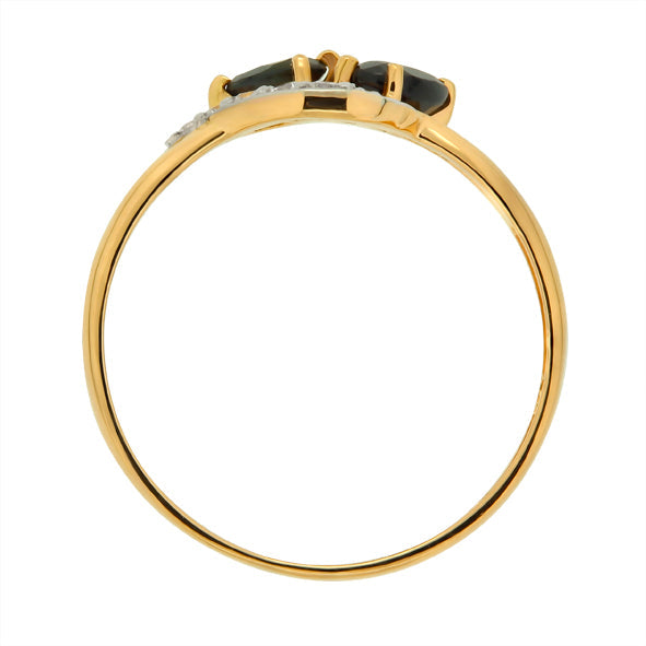 Goldring Damenring mit Saphir und Zirkonia