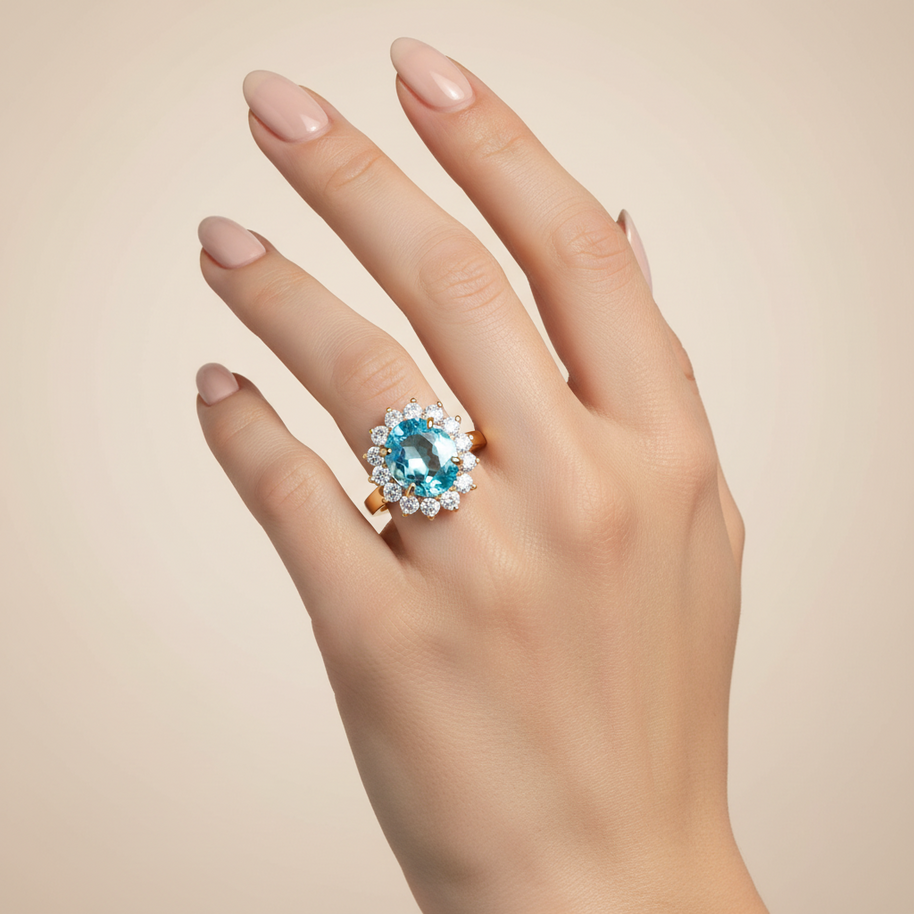 Ring mit Topas aus Rotgold 585
