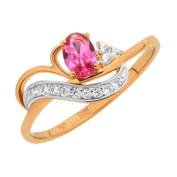 Damenring mit Zirkonia aus Rotgold 585