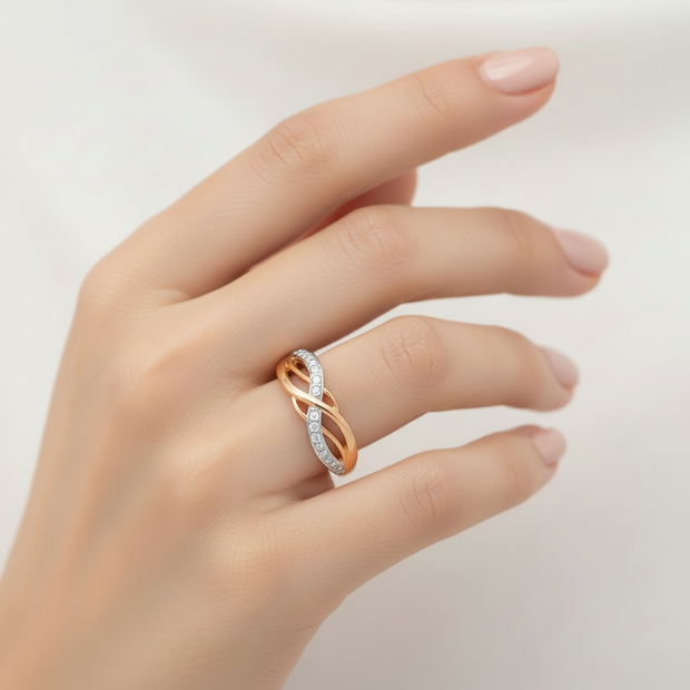 Ladies' ring with cubic zirconia in 585 rose gold