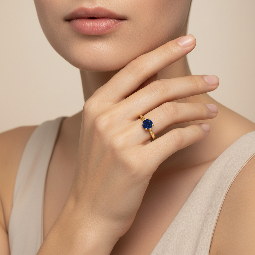 Gold ring with sapphire