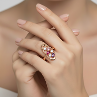 Colorful Ring in 14k Rose Gold with Cubic Zirconia