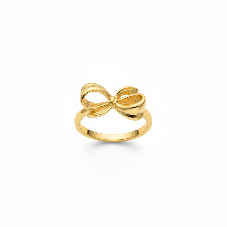 Gold ring bow for women